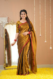 Raag Varnam Gold Handloom Tissue Saree with Designer Blouse