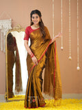 Raag Varnam Gold Handloom Tissue Saree With Designer Blouse