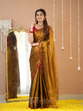 Raag Varnam Gold Handloom Tissue Saree With Designer Blouse
