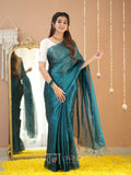 Raag Varnam Teal Green Handloom Tissue Saree With Designer Blouse