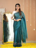 Raag Varnam Teal Green Handloom Tissue Saree With Designer Blouse