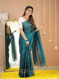 Raag Varnam Teal Green Handloom Tissue Saree With Designer Blouse