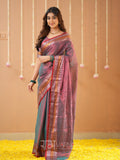 Raag Varnam Copper Handloom Tissue Saree With Designer Blouse