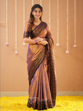 Raag Varnam Copper Handloom Tissue Saree With Designer Blouse