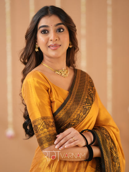 Raag Varnam Mustrad Handloom Tissue Saree With Designer Blouse