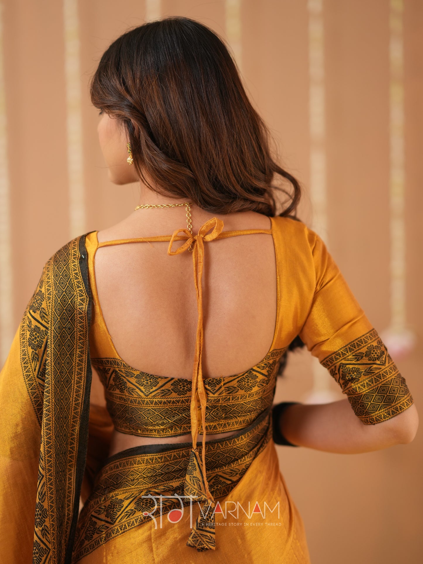 Raag Varnam Mustrad Handloom Tissue Saree With Designer Blouse