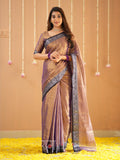 Raag Varnam Copper Handloom Tissue Saree With Designer Blouse