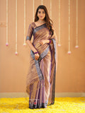 Raag Varnam Copper Handloom Tissue Saree With Designer Blouse
