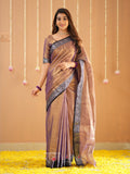 Raag Varnam Copper Handloom Tissue Saree With Designer Blouse