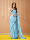 Raag Varnam Sky Handloom Cotton Saree with Designer Blouse