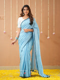 Raag Varnam Sky Handloom Cotton Saree with Designer Blouse