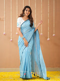 Raag Varnam Sky Handloom Cotton Saree with Designer Blouse
