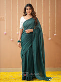 Raag Varnam Teal Green Handloom Cotton Saree with Designer Blouse