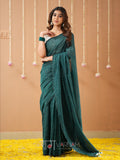Raag Varnam Teal Green Handloom Cotton Saree with Designer Blouse