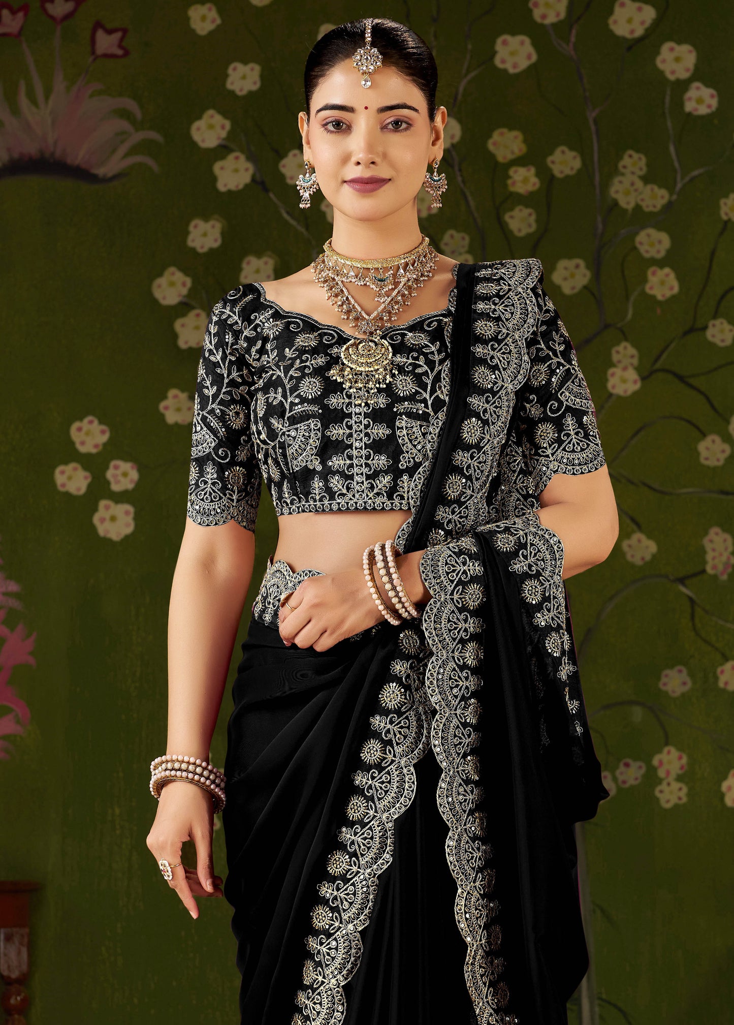 Rangoli Silk Saree with Embroidered Designer Blouse Piece