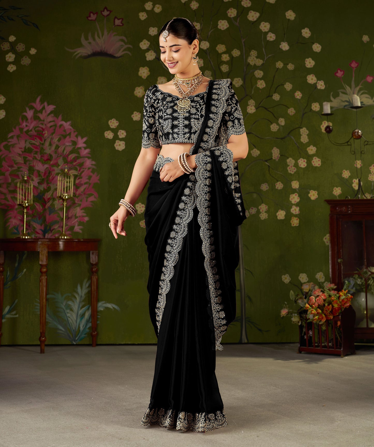 Rangoli Silk Saree with Embroidered Designer Blouse Piece
