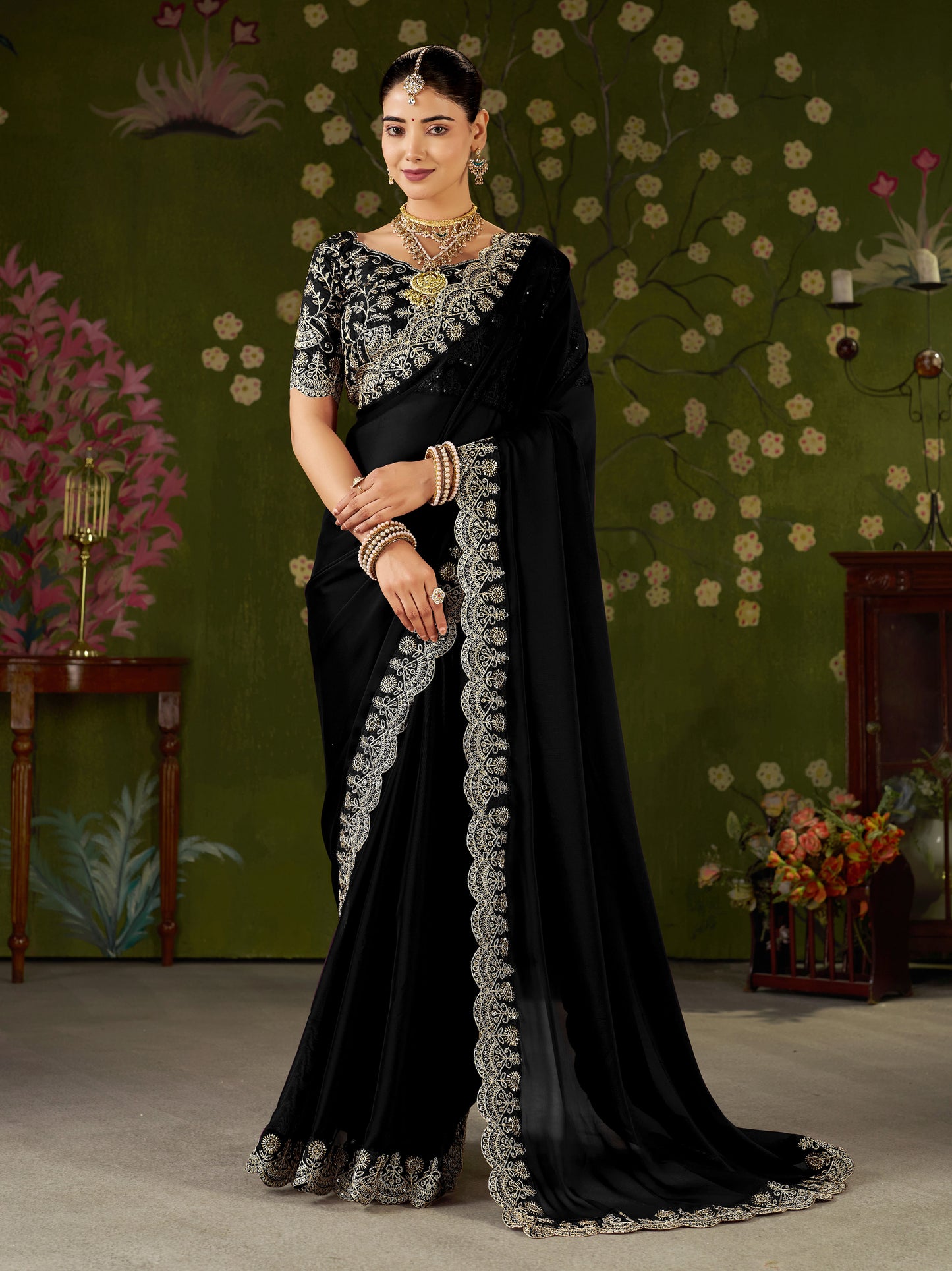 Rangoli Silk Saree with Embroidered Designer Blouse Piece