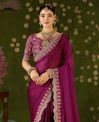 Pink Rangoli Silk Saree with Embroidered Designer Blouse Piece