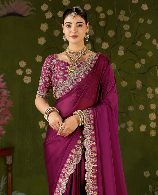 Pink Rangoli Silk Saree with Embroidered Designer Blouse Piece