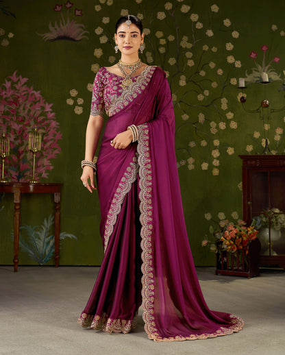 Pink Rangoli Silk Saree with Embroidered Designer Blouse Piece