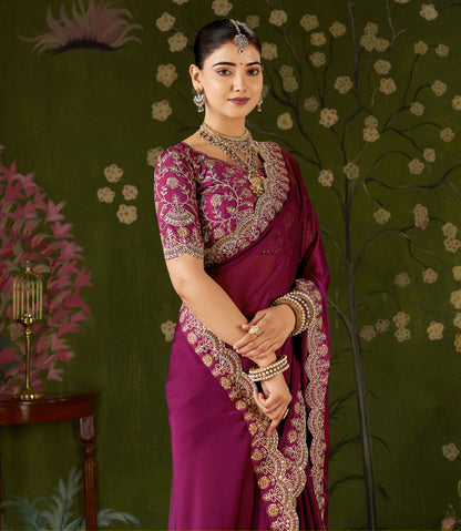 Pink Rangoli Silk Saree with Embroidered Designer Blouse Piece