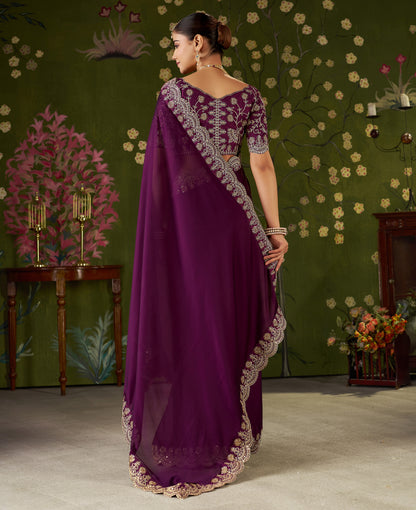 Wine Rangoli Silk Saree with Embroidered Designer Blouse Piece