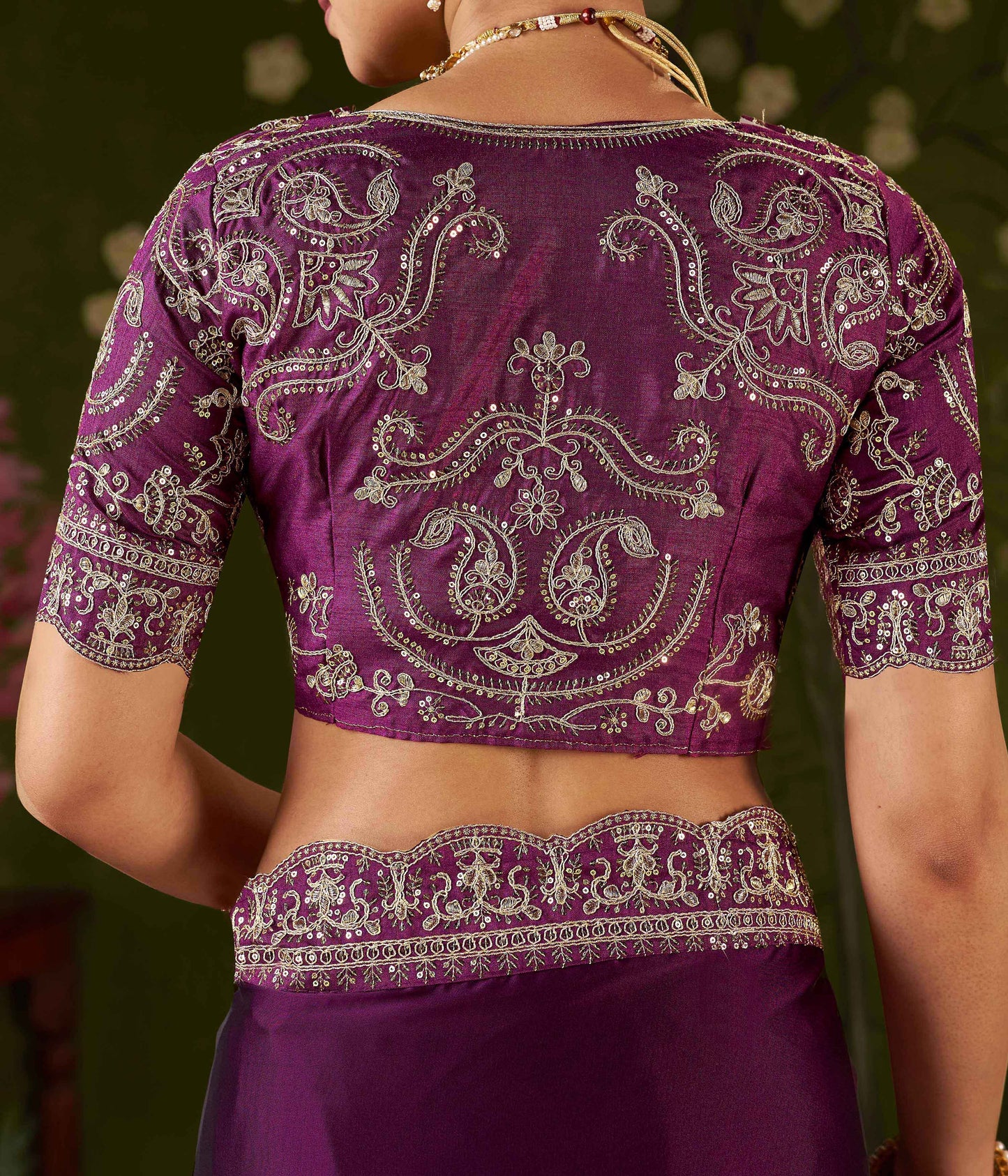 Wine Rangoli Silk Embroidered Cutwork Lace Saree for Women with Designer Blouse Piece