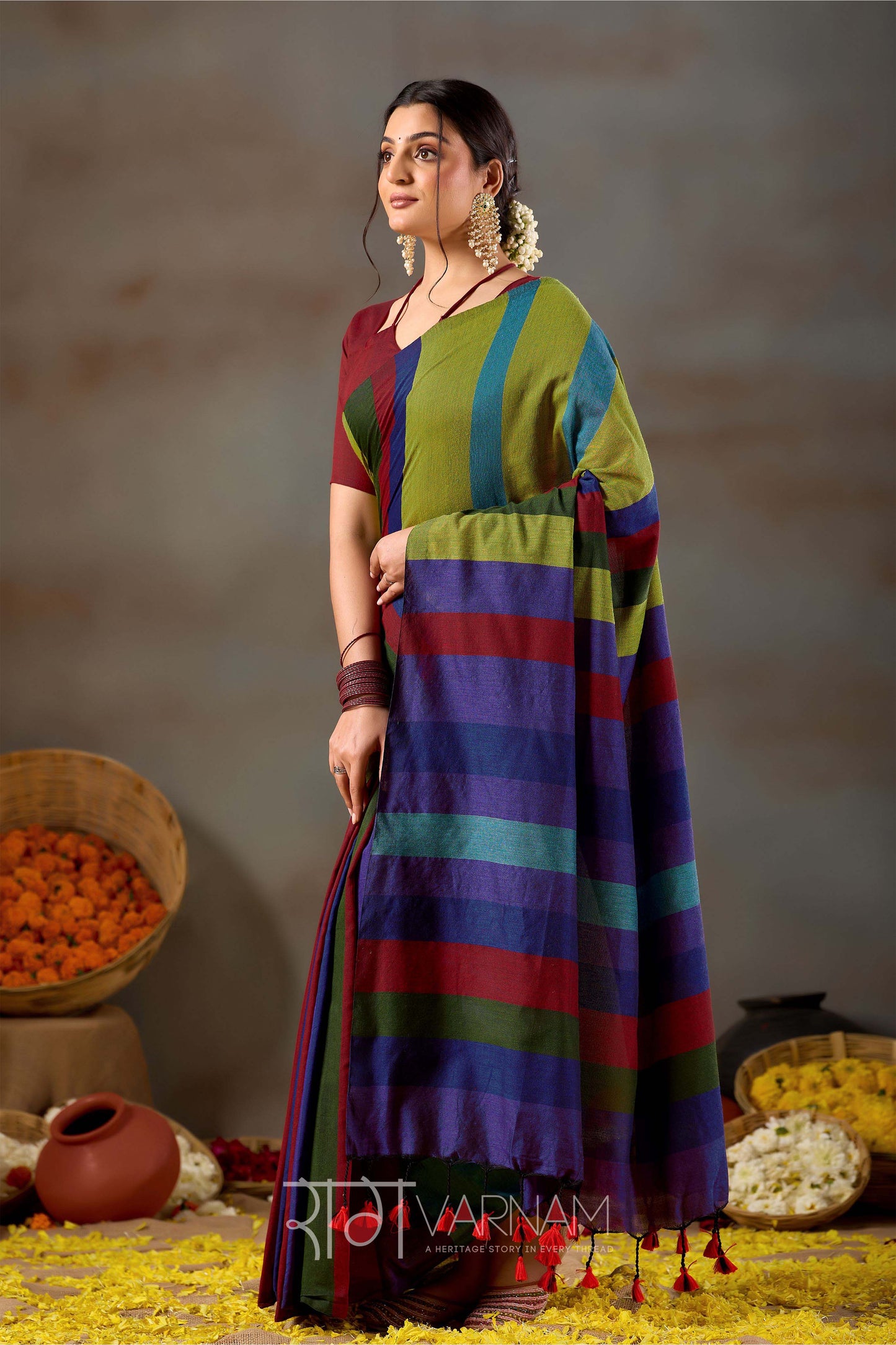Raag Varnam Gold Handloom Khadi Cotton Saree