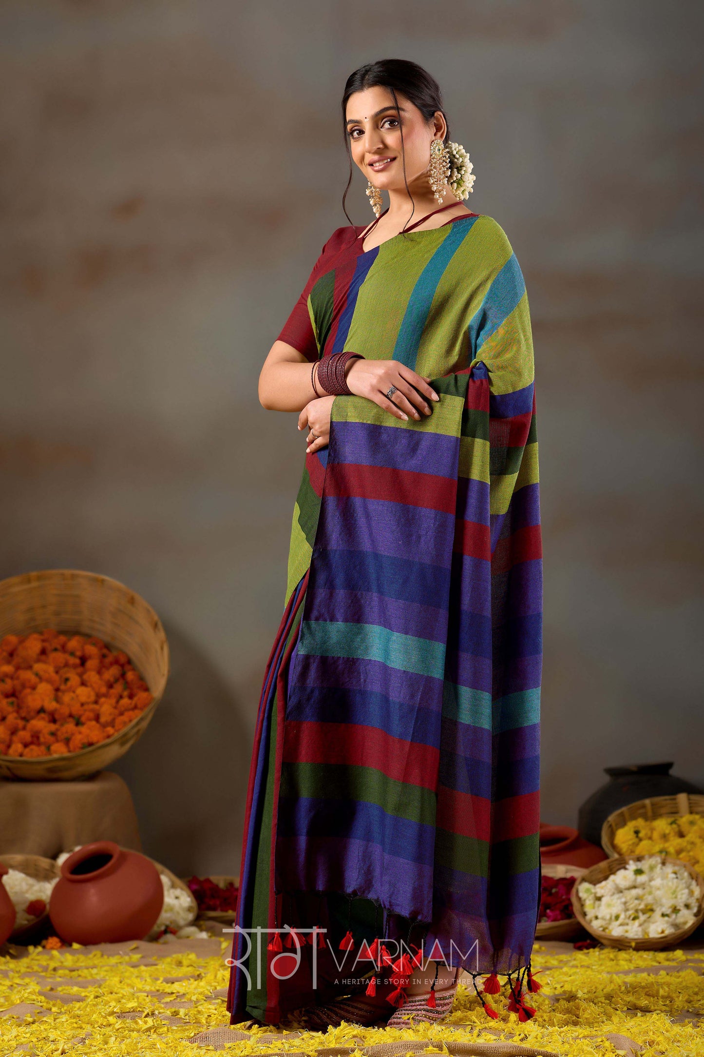 Raag Varnam Gold Handloom Khadi Cotton Saree