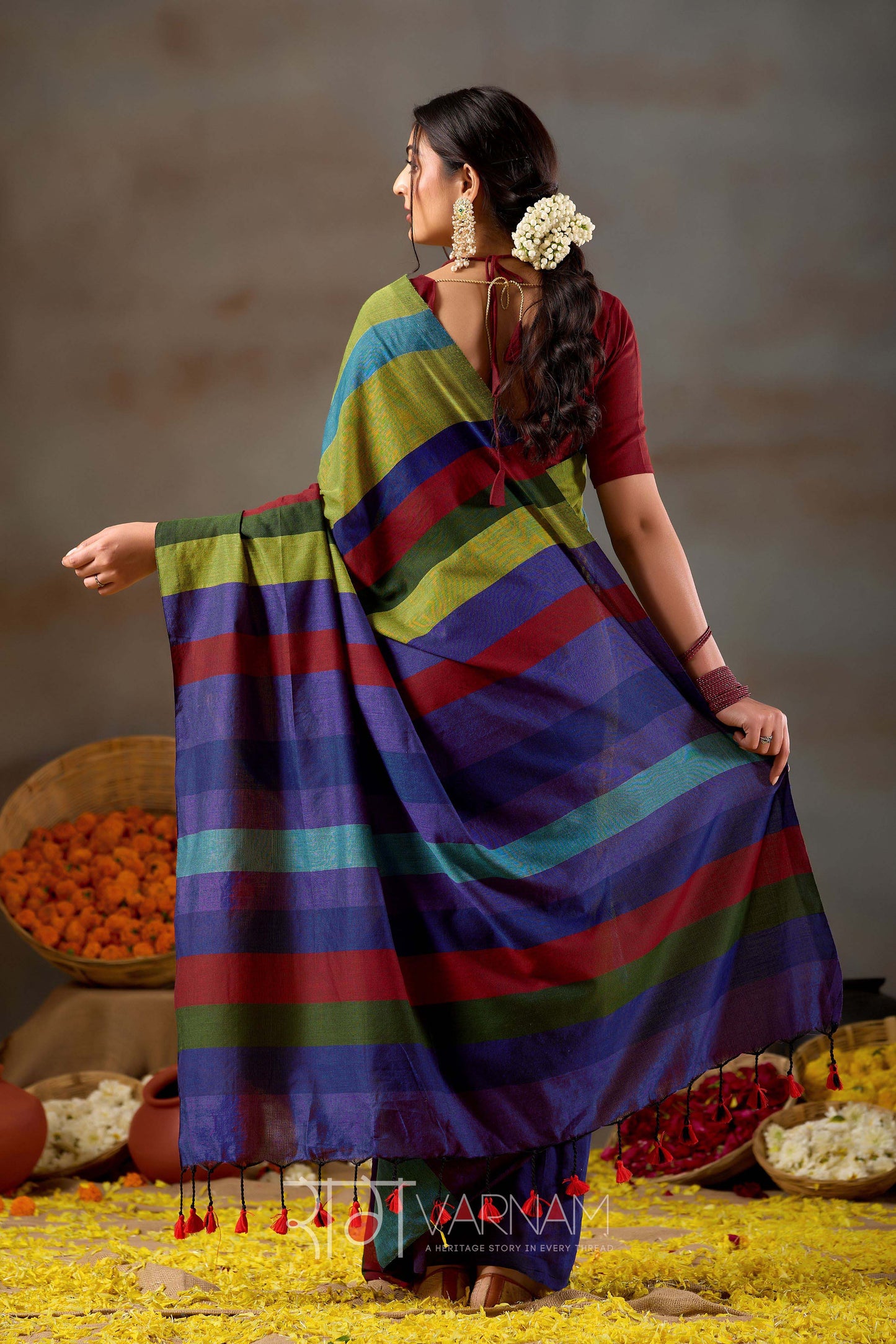 Raag Varnam Gold Handloom Khadi Cotton Saree