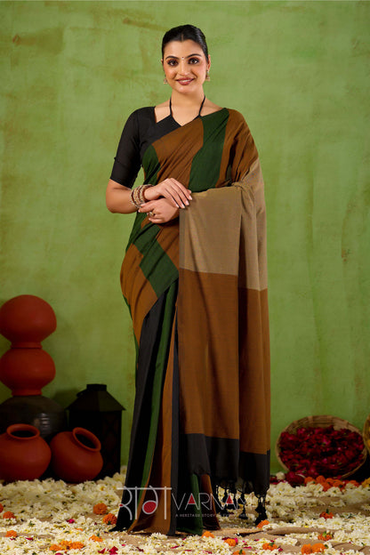 Raag Varnam Green Handloom Khadi Cotton Saree With