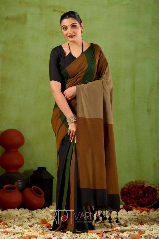 Raag Varnam Green Handloom Khadi Cotton Saree With