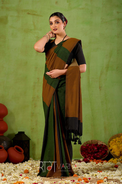 Raag Varnam Green Handloom Khadi Cotton Saree With