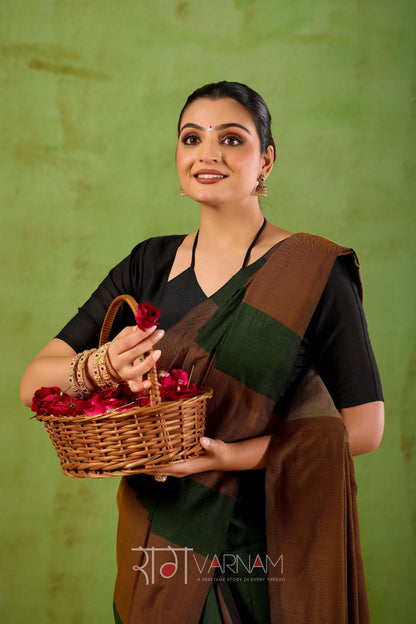 Raag Varnam Green Handloom Khadi Cotton Saree With