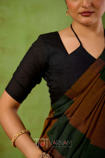 Raag Varnam Green Handloom Khadi Cotton Saree With