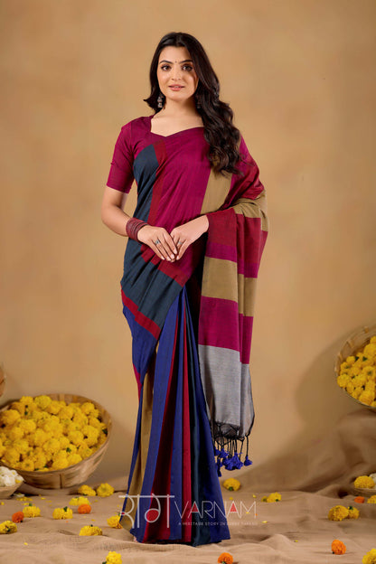 Raag Varnam Grey Handloom Khadi Cotton Saree