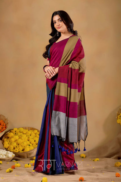 Raag Varnam Grey Handloom Khadi Cotton Saree
