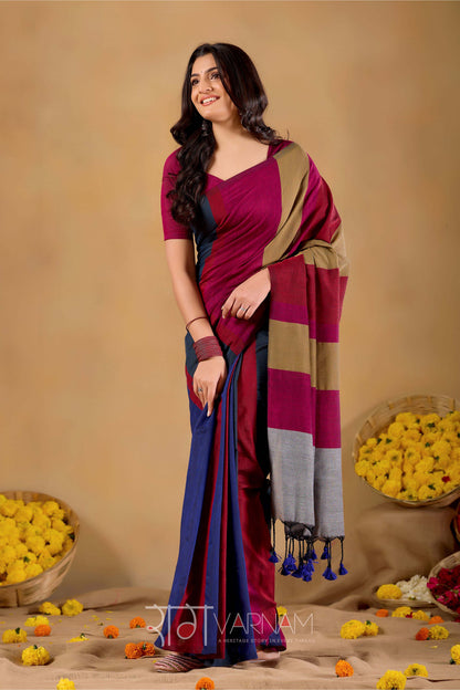 Raag Varnam Grey Handloom Khadi Cotton Saree