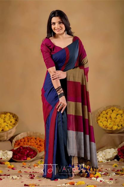 Raag Varnam Grey Handloom Khadi Cotton Saree