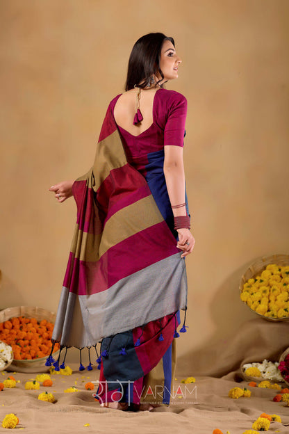 Raag Varnam Grey Handloom Khadi Cotton Saree