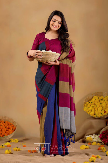 Raag Varnam Grey Handloom Khadi Cotton Saree