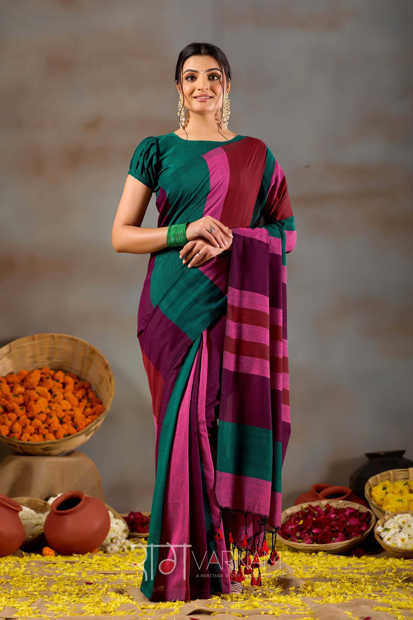 Raag Varnam Multi Handloom Khadi Cotton Saree