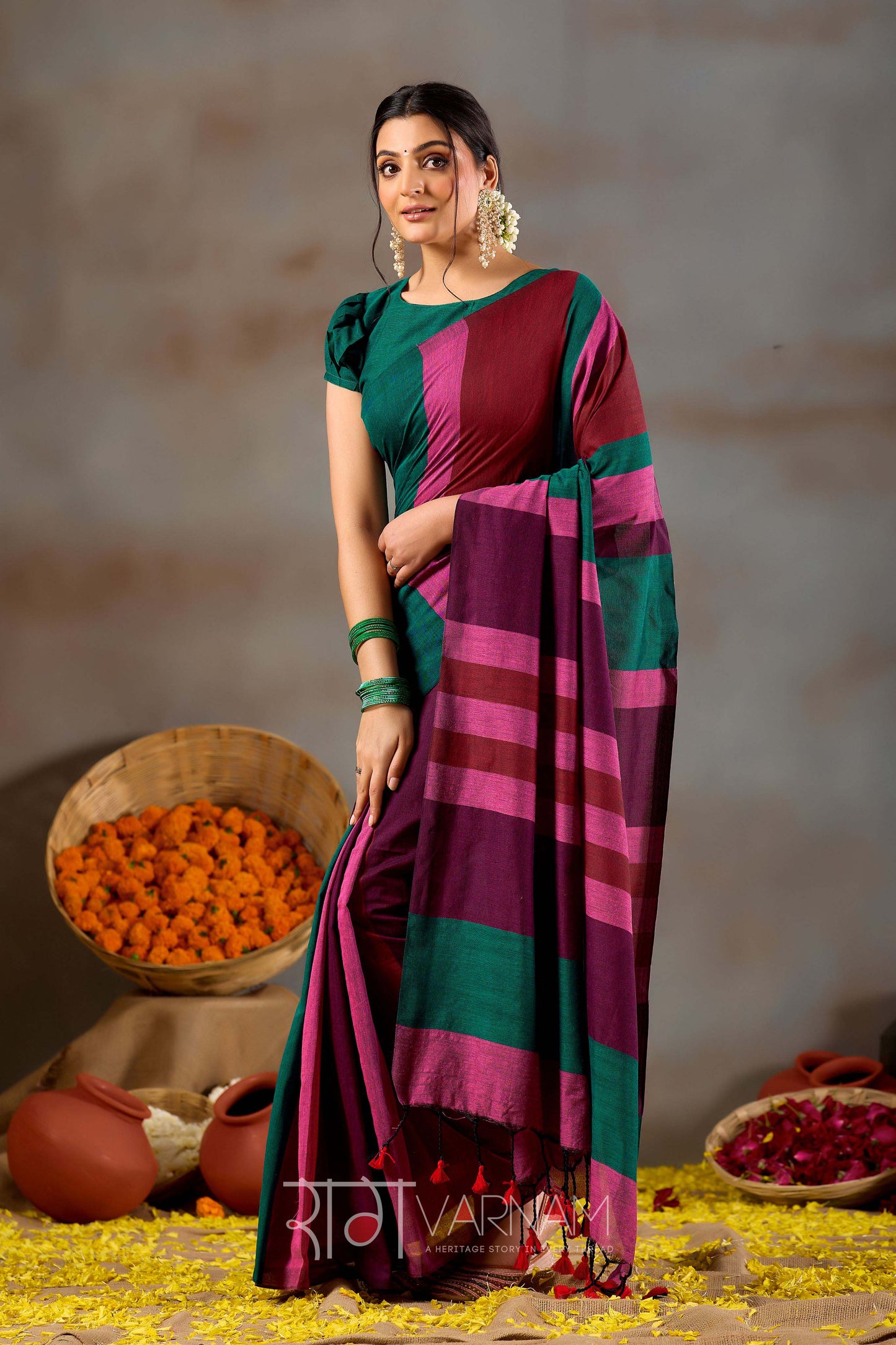 Raag Varnam Multi Handloom Khadi Cotton Saree