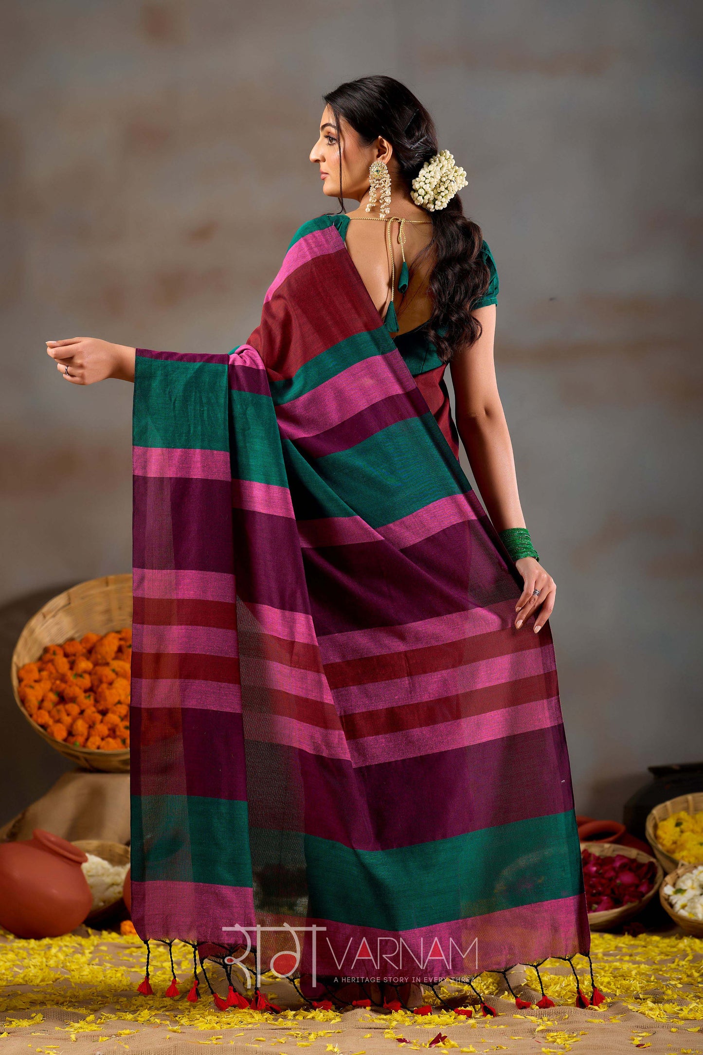 Raag Varnam Multi Handloom Khadi Cotton Saree