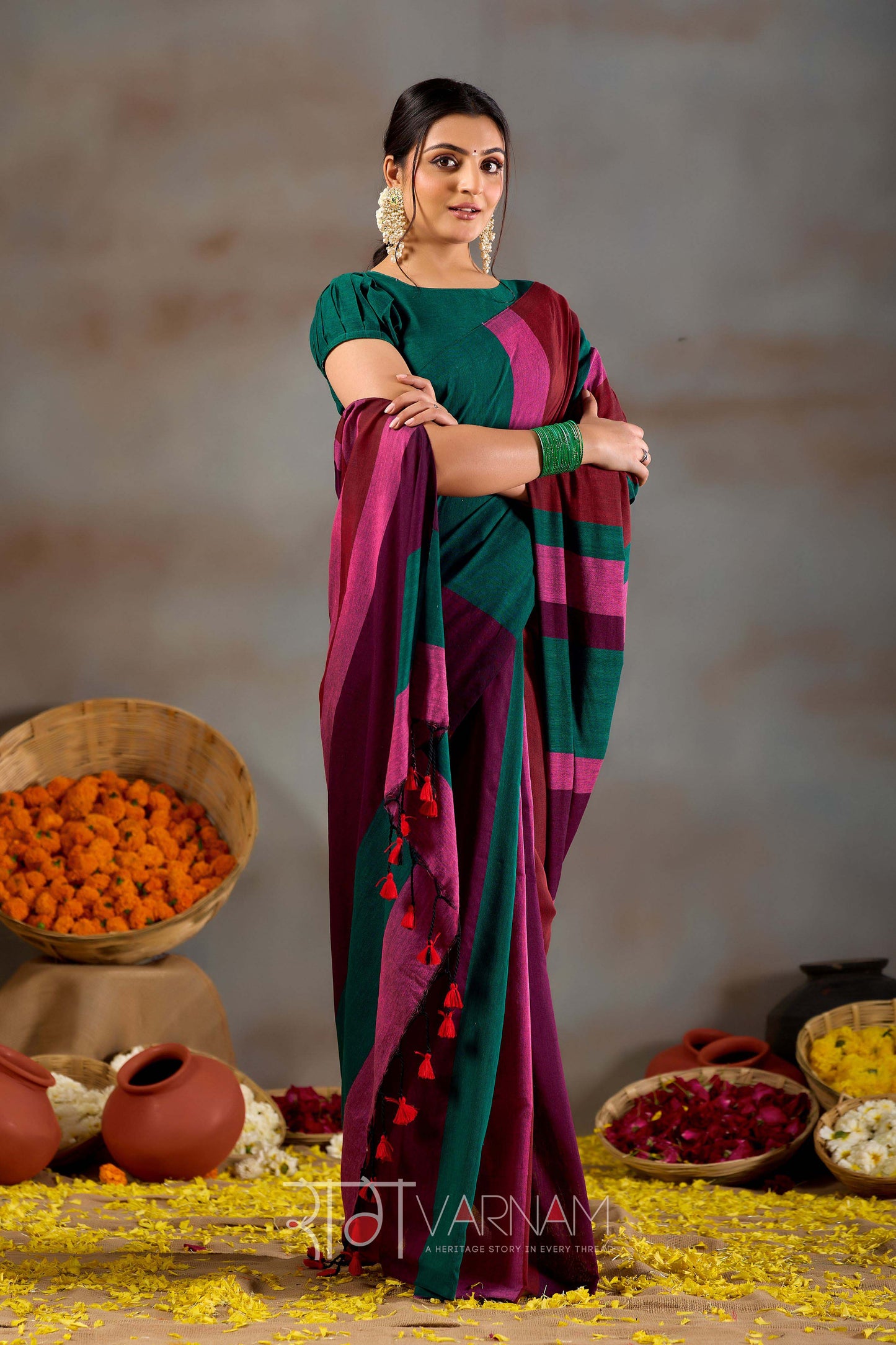 Raag Varnam Multi Handloom Khadi Cotton Saree