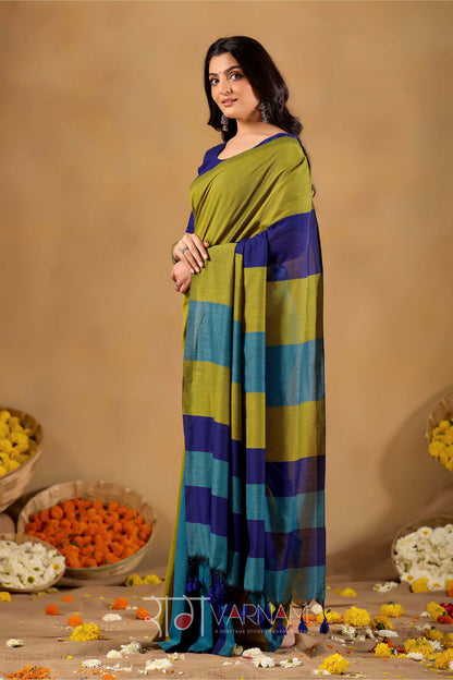 Raag Varnam Navy Handloom Khadi Cotton Saree
