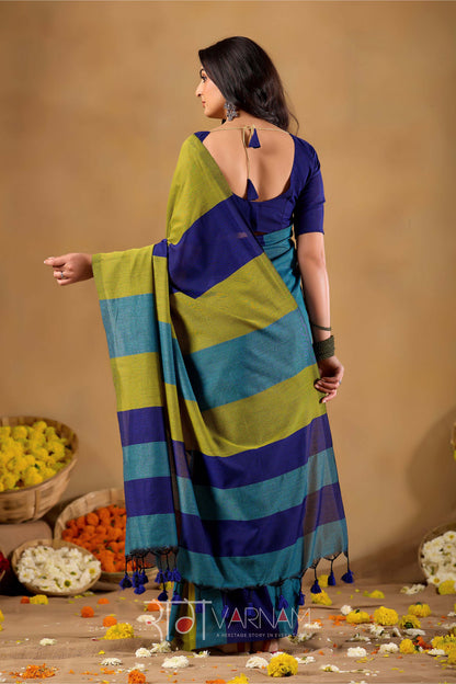 Raag Varnam Navy Handloom Khadi Cotton Saree