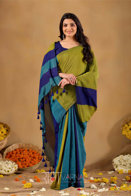 Raag Varnam Navy Handloom Khadi Cotton Saree