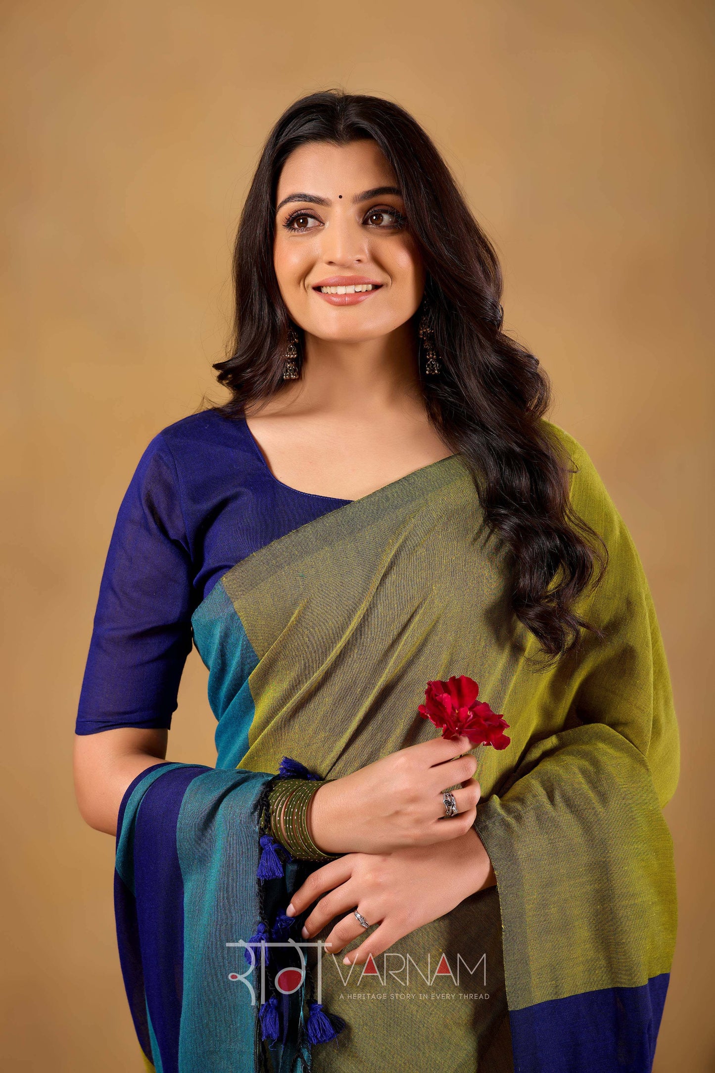 Raag Varnam Navy Handloom Khadi Cotton Saree