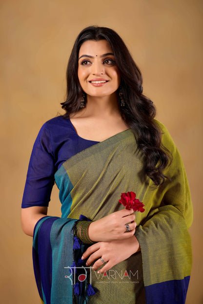 Raag Varnam Navy Handloom Khadi Cotton Saree